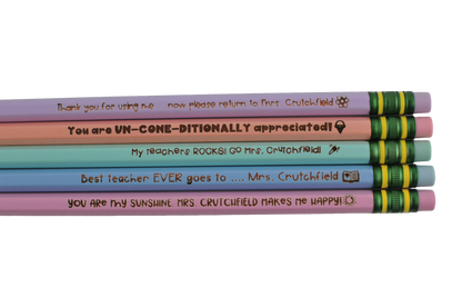 Teacher Appreciation Engraved Wooden Pencils (5-Pack)
