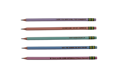 Summer Fun Engraved Wooden Pencils (5-Pack)